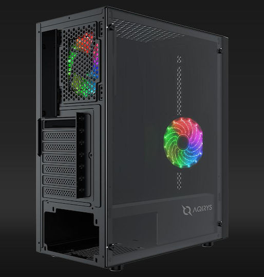 Aqirys Mizar Gaming Midi Tower Κουτί Υπολογιστή με Πλαϊνό Παράθυρο και RGB Φωτισμό Μαύρο