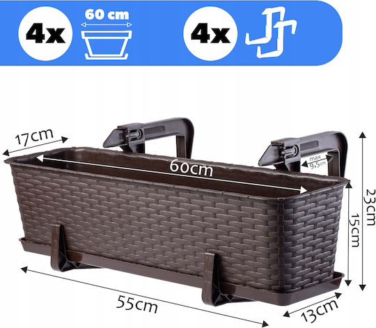 Kadax Set 4 Jardiniere Plastice Maro