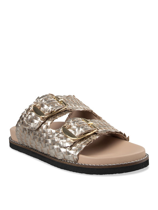 Mosaic Women's Flat Sandals in Gold Color