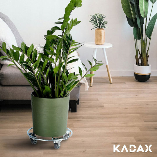Kadax Βάση Γλάστρας Ασημί με Ρόδες