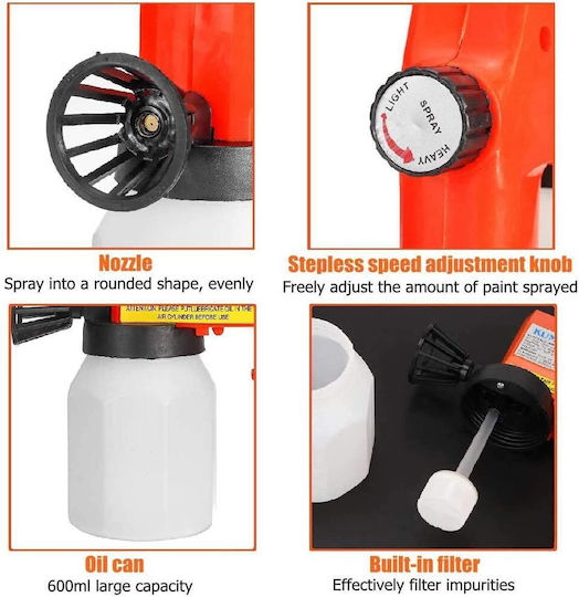 Elektrische Farbspritzpistole Kumas Pg-350 Kapazität 600ml 75w Weiß-Orange