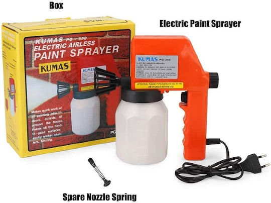 Elektrische Farbspritzpistole Kumas Pg-350 Kapazität 600ml 75w Weiß-Orange