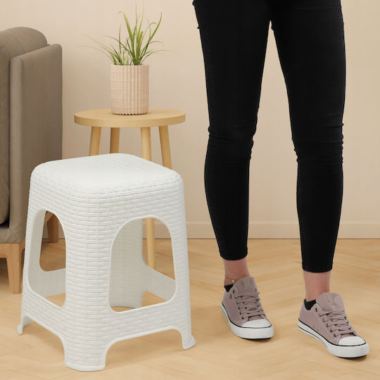 Stool For Kitchen Plastic White 2pcs