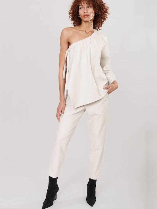 Women's Fabric Trousers Noir, White