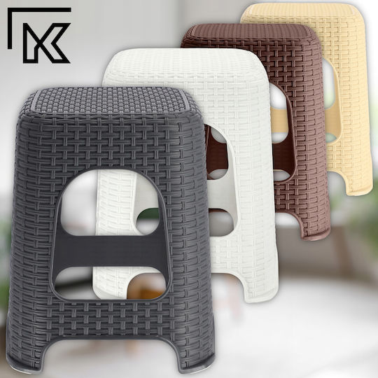 Stool For Kitchen Plastic White 2pcs