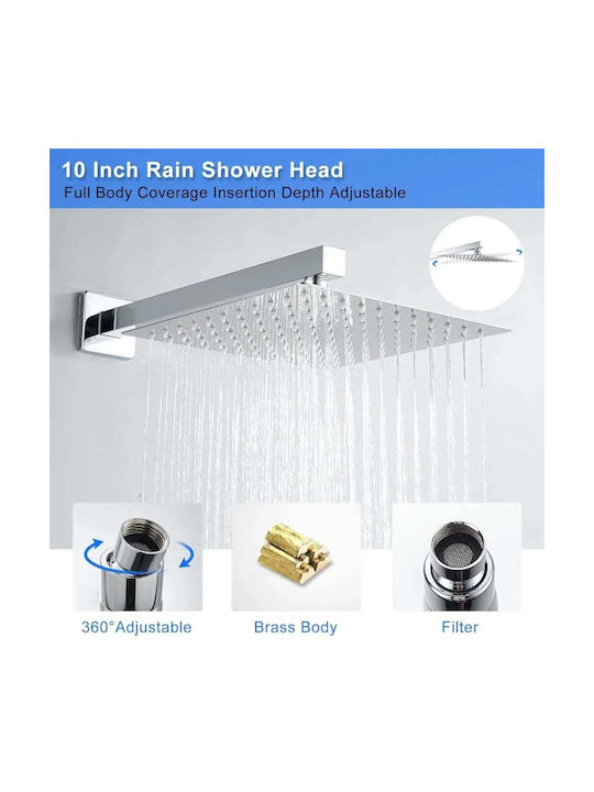 Wallex Hydroflow 3x® за Душ 3 Изхода Inox Сребрист