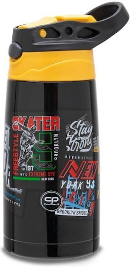 Coolpack Kids Water Bottle Stainless Steel with Straw Black 350ml