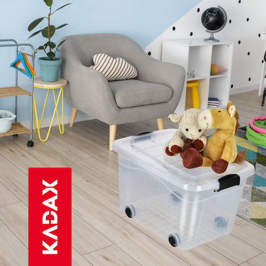 Kadax Πλαστικό Κουτί Αποθήκευσης με Ρόδες και Καπάκι Διάφανο 20lt