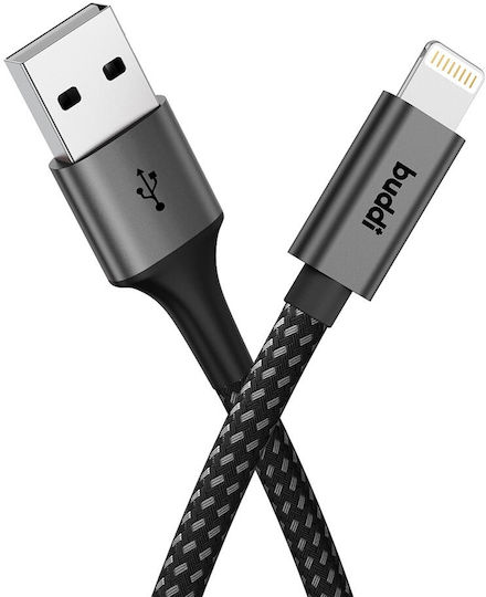 Buddi USB-A to Lightning Cable 12W Μαύρο 0.3m (122496)