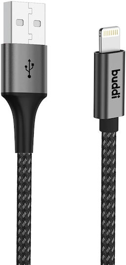 Buddi USB-A to Lightning Cable 12W Μαύρο 0.3m (122496)