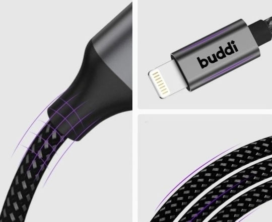 Buddi USB-A to Lightning Cable 12W Μαύρο 0.3m (122496)