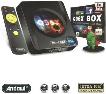 Andowl TV Box Q4 PRO 6K UHD με WiFi USB 2.0 4GB RAM και 64GB Αποθηκευτικό Χώρο με Λειτουργικό Android 10.0
