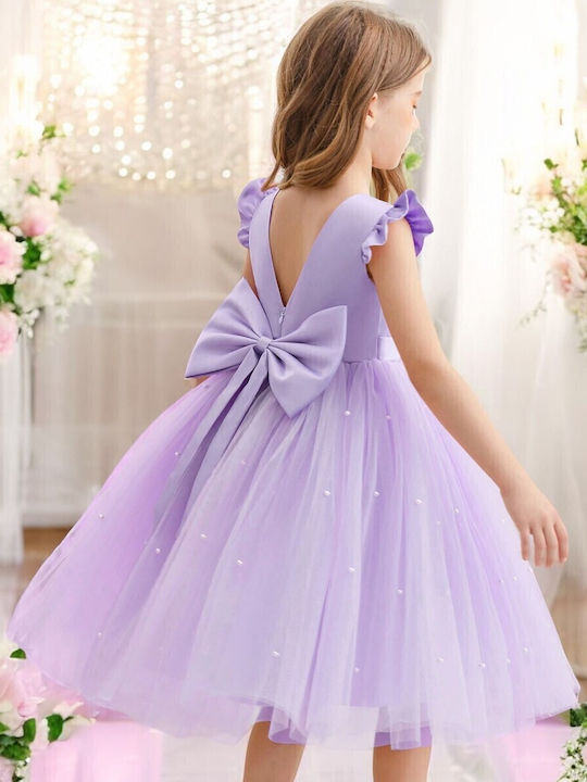 Children's Dress Short Sleeve Tulle Lilac