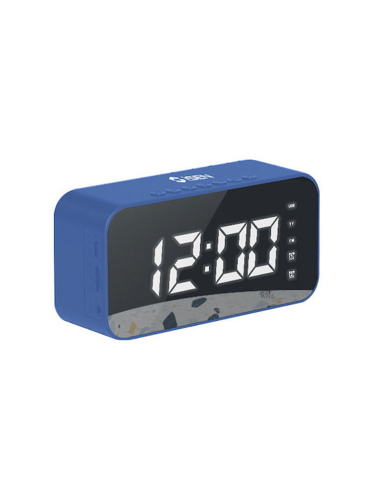 iSEN Ceas De Masă Digital Led Din Plastic Cu Radio Albastru