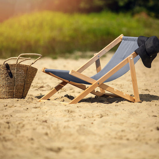 Kadax Wooden Beach Garden Folding Lounger Sturdy Comfortable