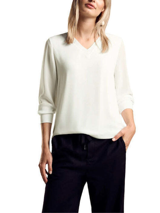 Street One Women's Blouse Long Sleeve with V Neckline Black