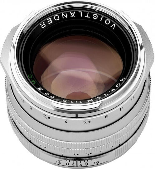Voigtlander Пълен кадър Фотообектив Nokton 50mm f/1.5 Aspherical II MC Фиксиран за Лайка М Монтаж Сребрист