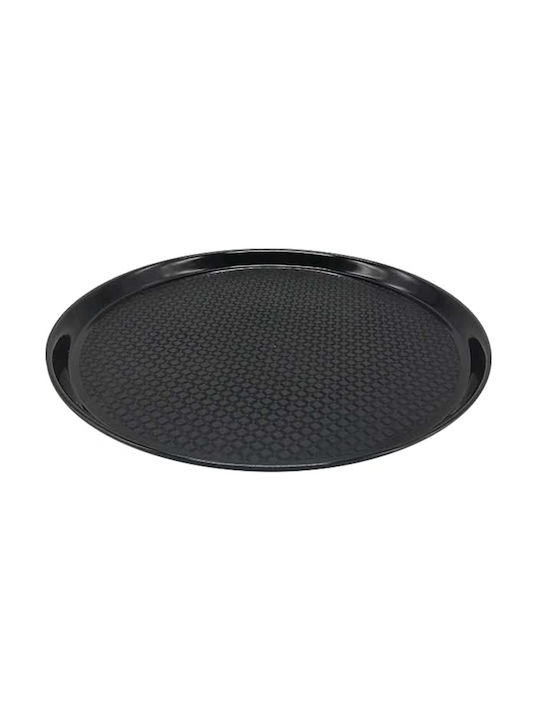 Plastic Rotund Tavă de Servire Antiderapant în Culoare Negru 40x40cm 1buc