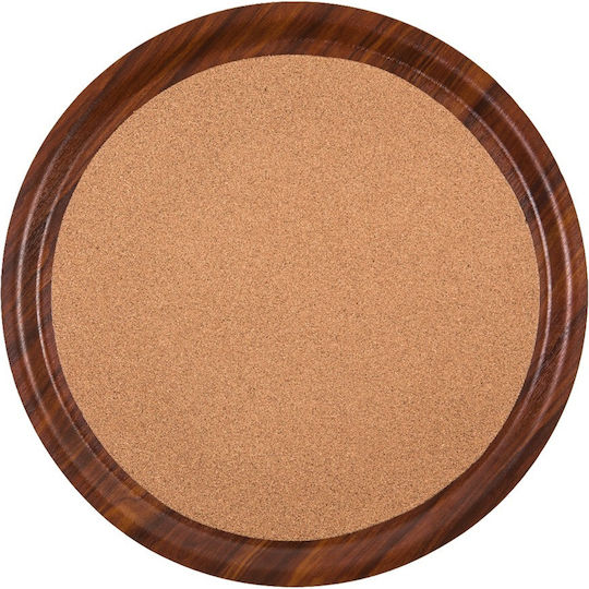 Ready Wooden Round Serving Tray with Handles and Lid in Brown Color 38x38cm CMT380MD 1pcs