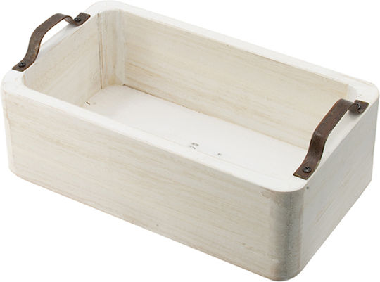 Artekko Holz Rechteckig Serviertablett mit Griffen in Weiß Farbe 50x35x14cm 45692 1Stück