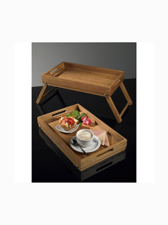 Leone Bamboo Rectangular Bed Tray made of Bamboo with Handles in Brown Color 44x27x5cm S0069 1pcs