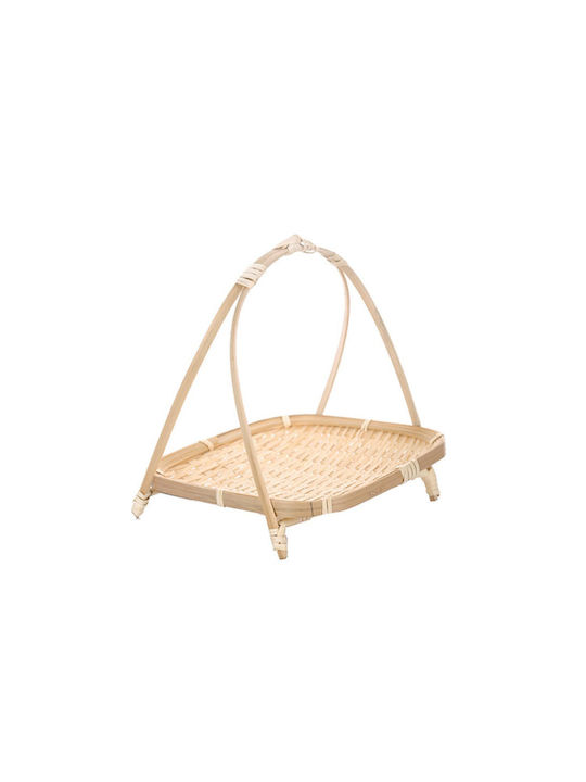 Kaemingk Bambus Oval Tavă de Servire din Bamboo cu Mânere în Culoare Bej 19x19x23cm 801594 1buc