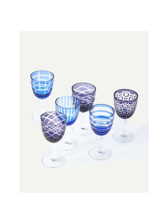 Pols Potten Cobalt Mix Set de pahare pentru Vin Alb din Sticlă Cu picior 6buc