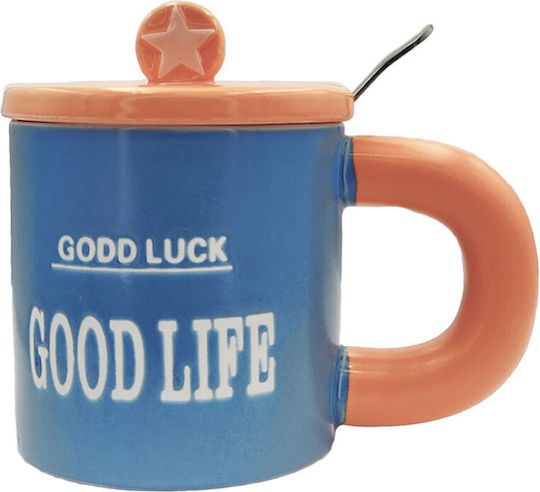 Etoile Good Life Κούπα Κεραμική με Καπάκι Μπλε 400ml