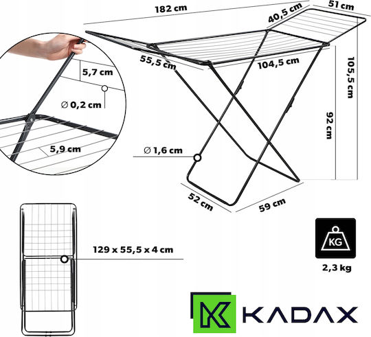 Kadax Folding Floor Clothes Drying Rack with Hanging Length 18m