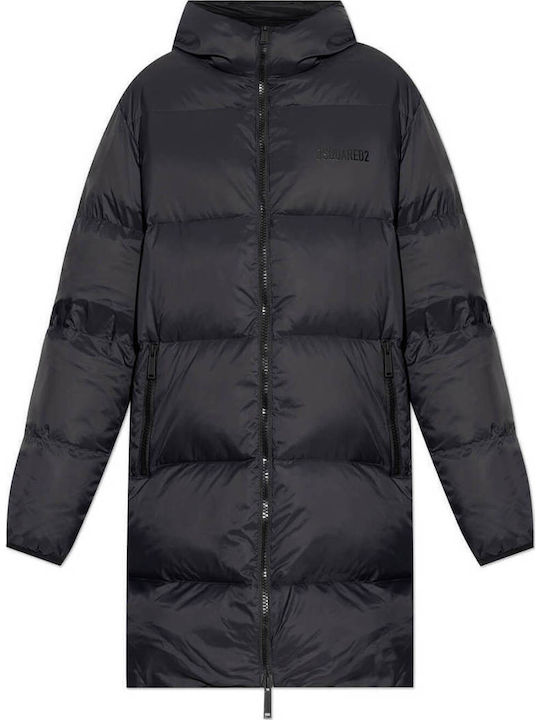 Μακρύ Γυναικείο Puffer Μπουφάν για Χειμώνα Black