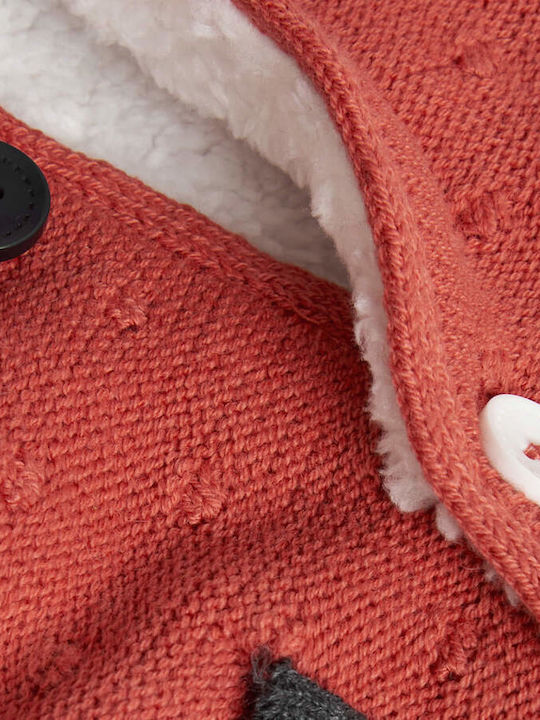 Kinderstrickjacke Gestrickt mit Kapuze Terrakotta