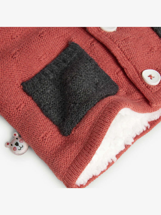 Kinderstrickjacke Gestrickt mit Kapuze Terrakotta