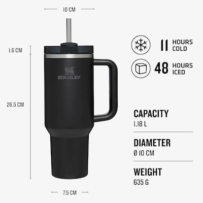 Stanley Tumbler Sticlă Termos Fără BPA Black 1.18lt