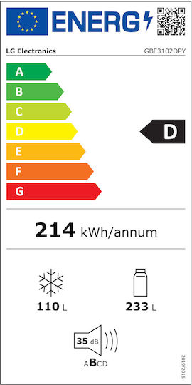 LG Kühl-Gefrierkombination 343Es NoFrost H186xB59.5xT68.2cm. Inox GBF3102DPY