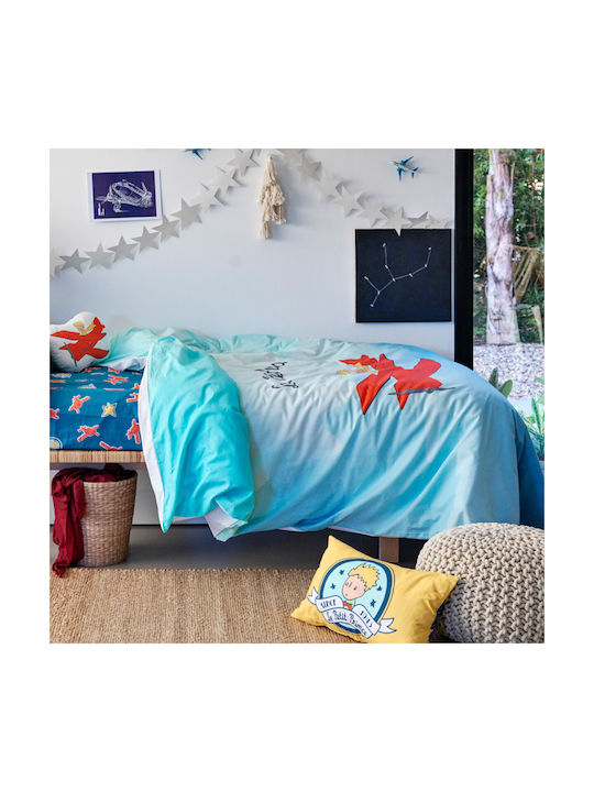 HappyFriday Le Petit Prince Son Avion Set Kids Duvet Cover Single with Pillowcase Cotton Multicolour 140x200cm