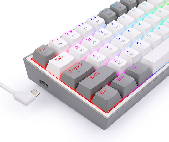 Redragon K617 FIZZ Gaming Mechanical Keyboard 60% with Custom Red switches and RGB lighting (English US) White / Grey