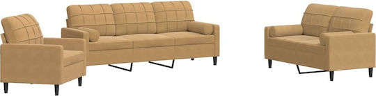 Living Room Furniture Set 3-Seater & 2-Seater & Armchair Brown