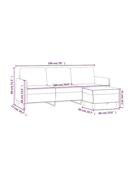 Dreisitzer Sofa Samt Rosa 198x77x80cm