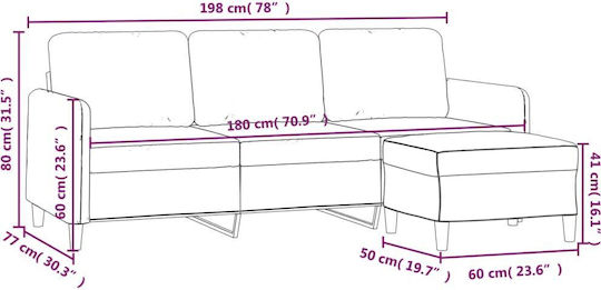 Dreisitzer Sofa Samt Rosa 198x77x80cm