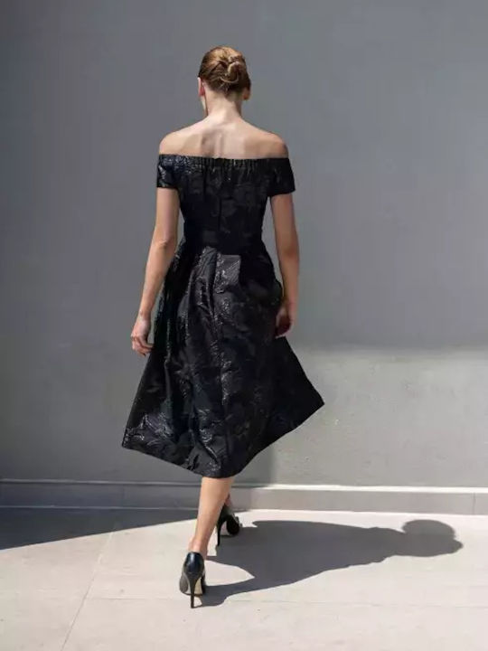 Brokatkleid mit herzförmigem Ausschnitt Schwarz