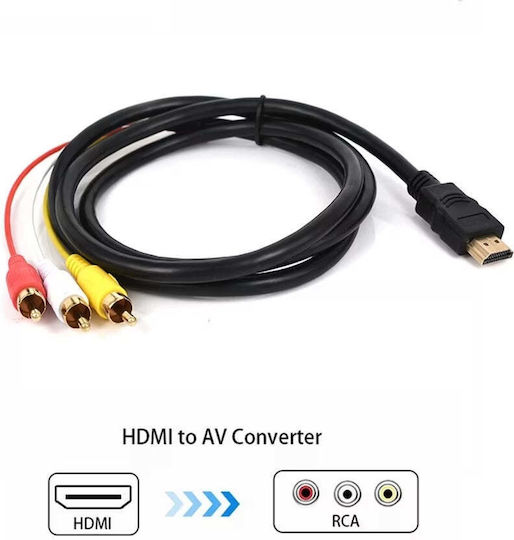 Hdmi Male To 3 Rca Male Av Video Audio Adapter 1.5m