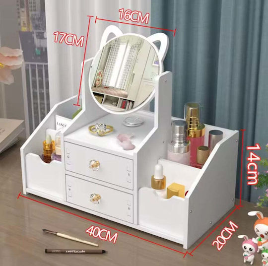 Organizator Cosmetice Cu 2 Sertare Alb