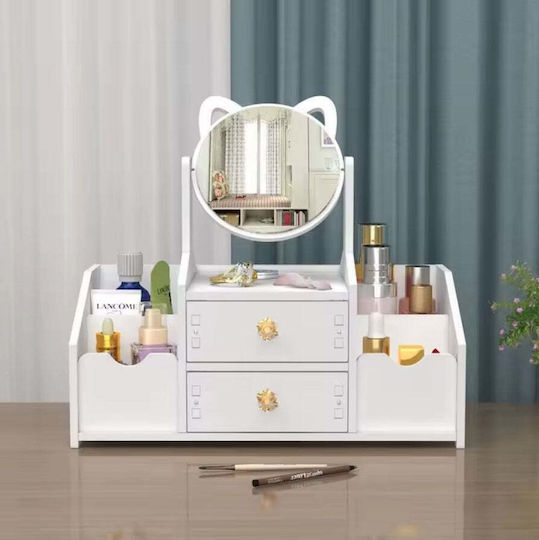 Organizator Cosmetice Cu 2 Sertare Alb