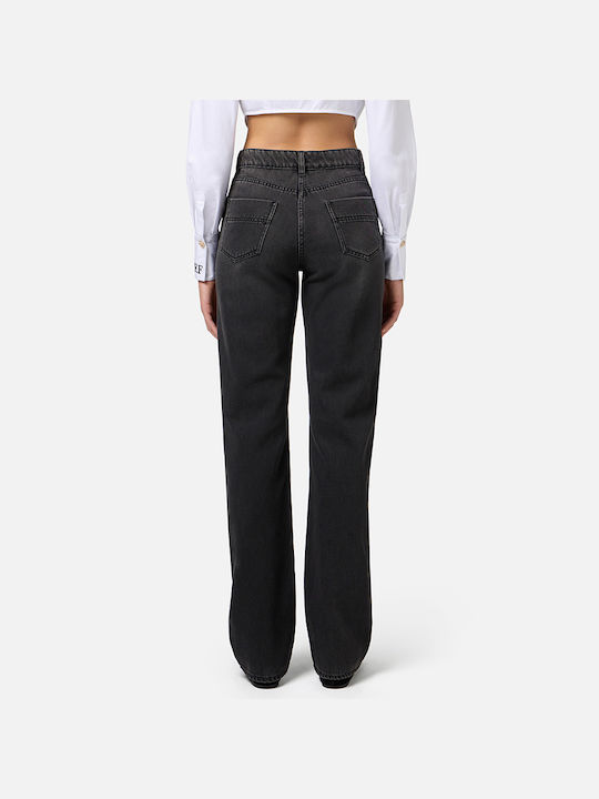 Elisabetta Franchi High Waist Women's Jean Trousers Flared Black