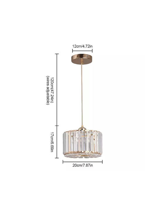 Nordic Pendant Light LED with Crystals with Warm White Light White