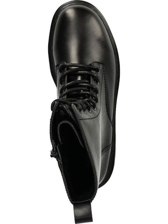 Leather Women's Ankle Boots with Medium Heel Black