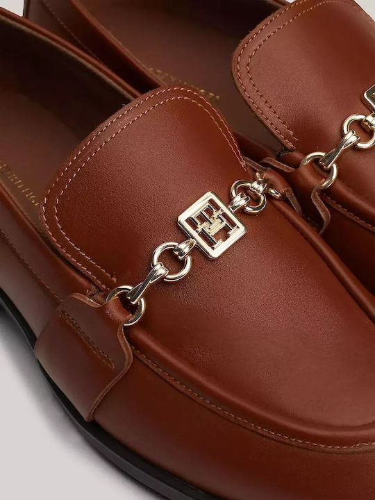 Leather Women's Loafers in Tabac Brown Color