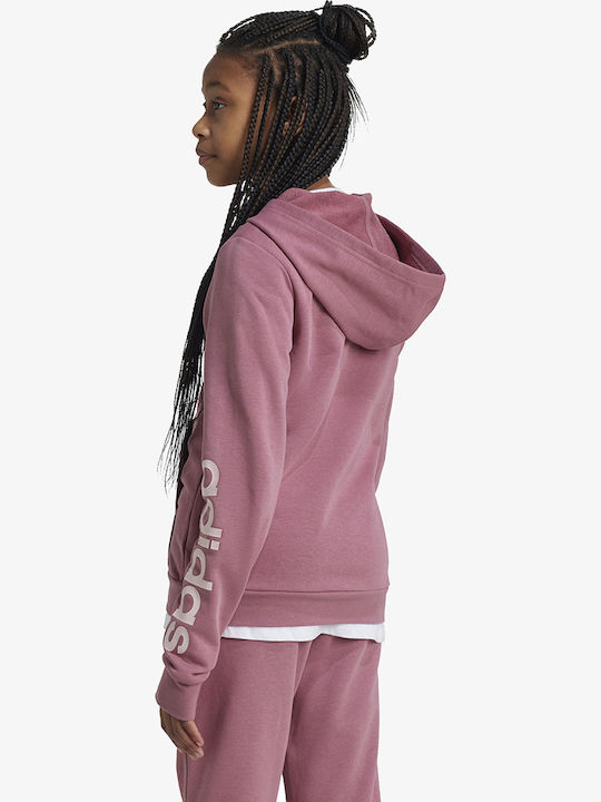 Kids Hoodie Sweatshirt Jacket With Hood And Pockets Pink Linear Full