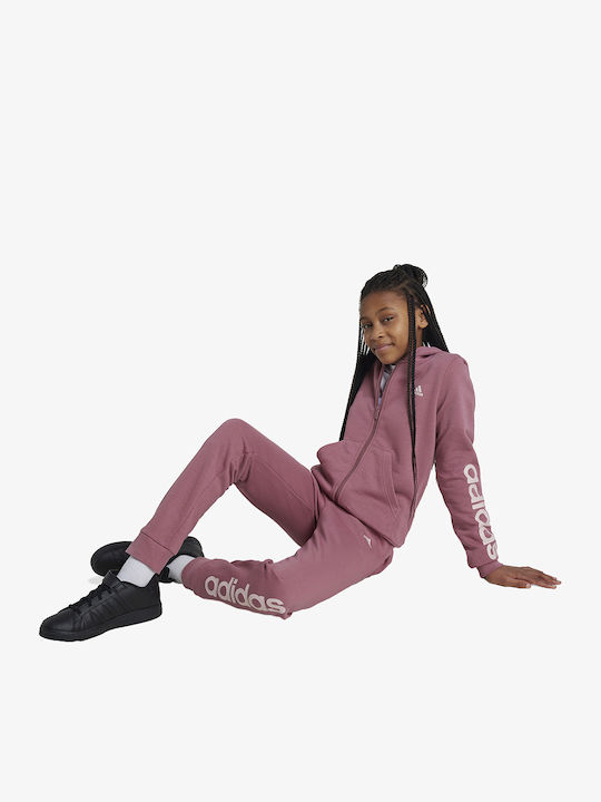 Kids Hoodie Sweatshirt Jacket With Hood And Pockets Pink Linear Full