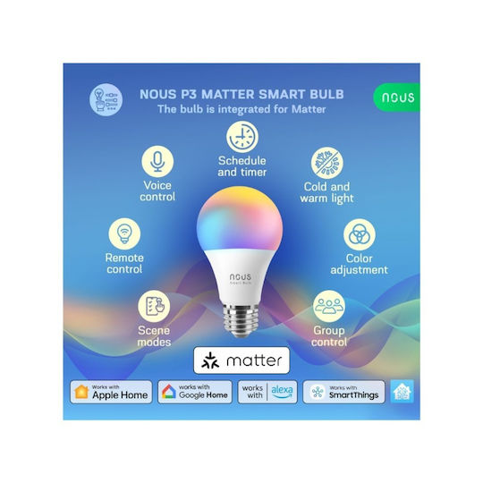 Nous Bec Smart LED 9W pentru Dulie E27 RGB 810lm